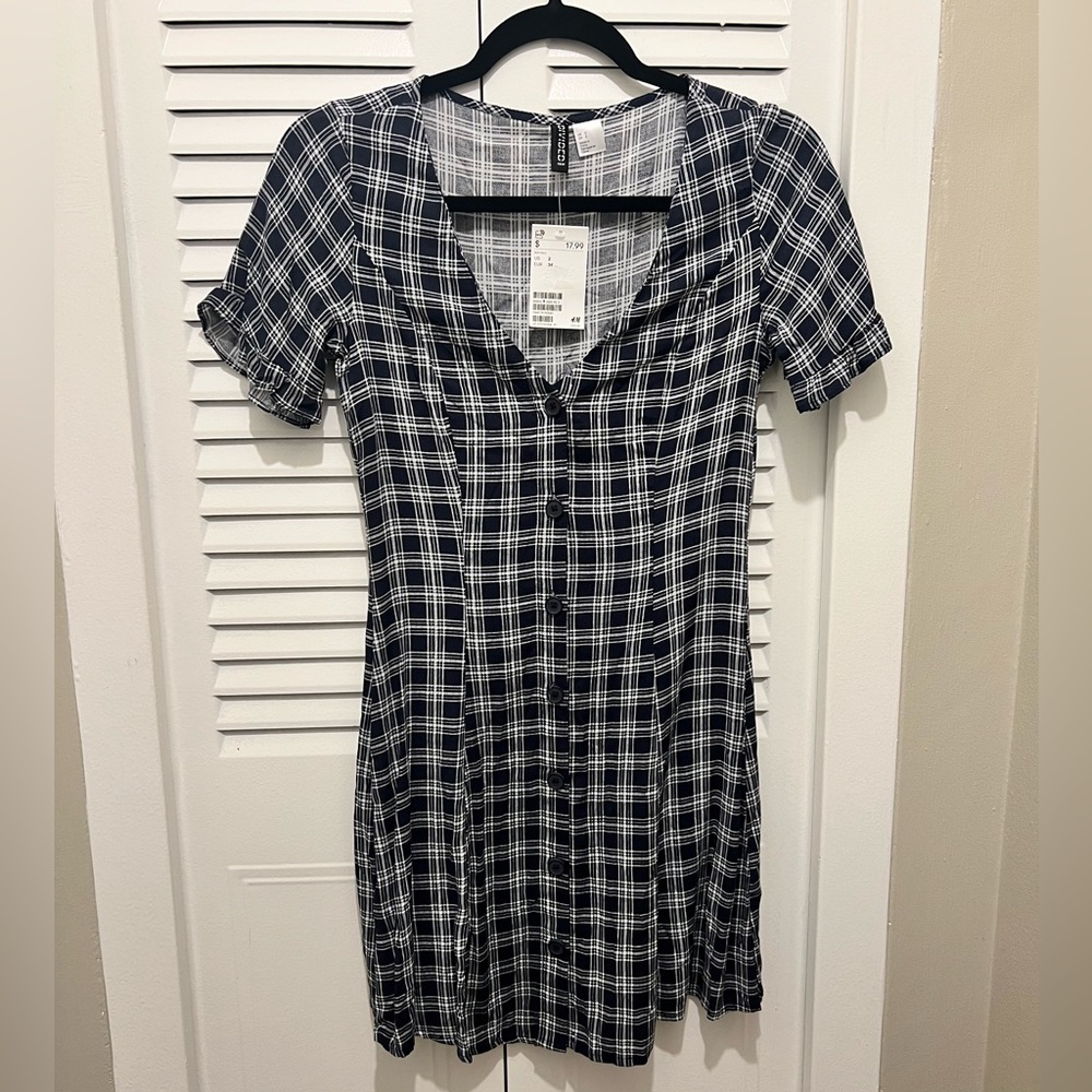 Blue and White Plaid Print Dress💙🤍